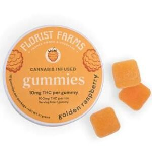 florist farms gummies raspberry "bliss" gummies 100mg